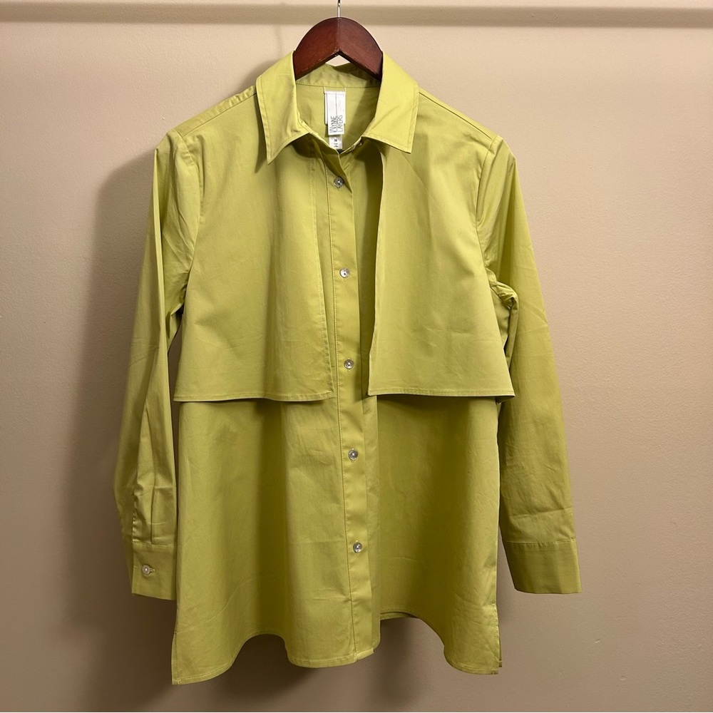Oversized Chic Lime Green Button-Up Shirt